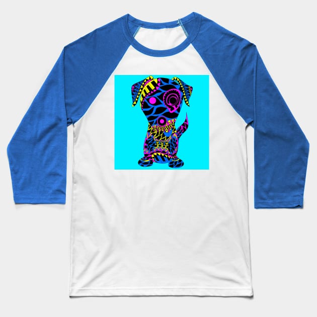 blue aztec dog in mandala pattern ecopop Baseball T-Shirt by jorge_lebeau